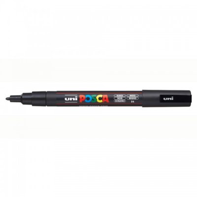 UNI POSCA Marcatore permanente a tempera con inchiostro pigmentato a base d'acqua - punta 1,3mm - Nero