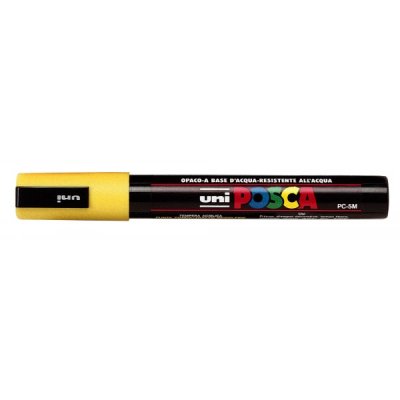 UNI POSCA Marcatore permanente a tempera con inchiostro pigmentato a base d'acqua - punta 2,5mm - Giallo