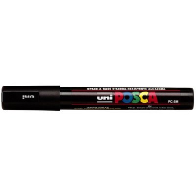 UNI POSCA Marcatore permanente a tempera con inchiostro pigmentato a base d'acqua - punta 2,5mm - Nero