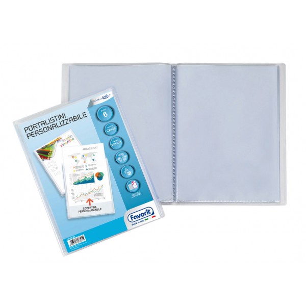 Portalistini personalizzabili sviluppo, 6 buste 22x30cm colore trasparente