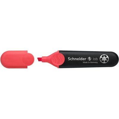 SCHNEIDER Evidenziatore JOB PPL, punta a scalpello, inchiostro a base d'acqua, cappuccio con clip, impugnatura ergonomica - 1-5mm - Rosso