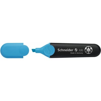 SCHNEIDER Evidenziatore JOB PPL, punta a scalpello, inchiostro a base d'acqua, cappuccio con clip, impugnatura ergonomica - 1-5mm - Azzurro