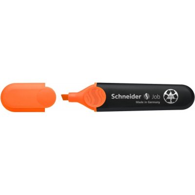 SCHNEIDER Evidenziatore JOB PPL, punta a scalpello, inchiostro a base d'acqua, cappuccio con clip, impugnatura ergonomica - 1-5mm - Arancione