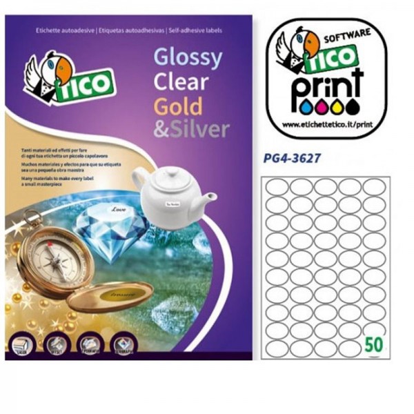 Etichette adesive in fogli a4 colore bianco lucido grammatura 173gr