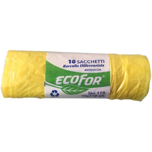 MULTIBRAND sacchi ECOFOR per rifiuti 70x110cm da 110litri, 10 strappi