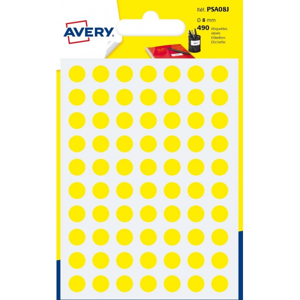 Etichette adesive in fogli - multiuso rotonde colore giallo