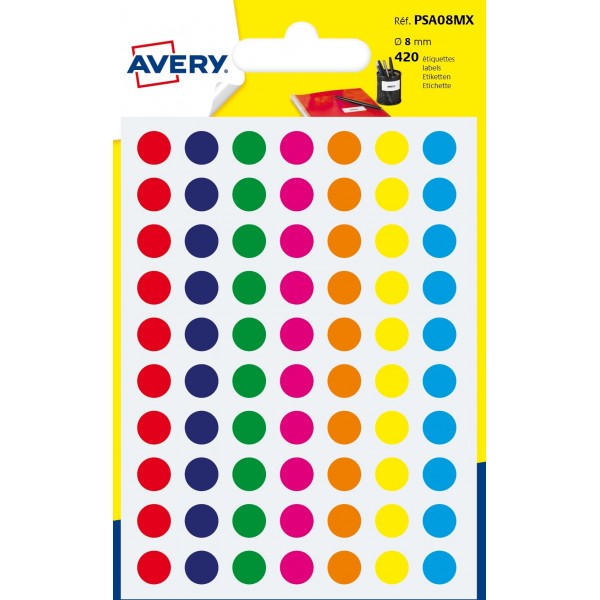 Etichette adesive in fogli - multiuso rotonde colore assortiti