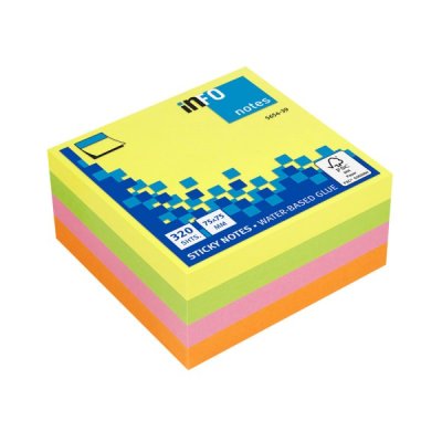 Foglietti post-it sticky notes cubi 75x75mm fluo colore assortiti fluo