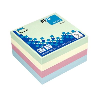 Foglietti post-it sticky notes cubi 75x75mm pastello colore assortiti pastello