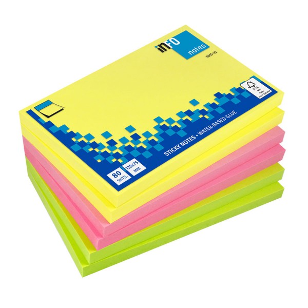 Foglietti post-it sticky notes fluo 125x75mm colore assortiti fluo