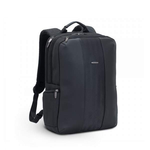 RIVACASE zaino per notebook 15,6" in poliestere con inserti in similpelle e due scomparti separati da zip 440x310x120mm