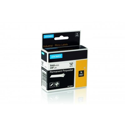 Dymo 18482 nastro rhino nero/bianco 9mm x 5.5m colore nero su bianco