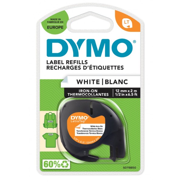 Dymo s0718850 nastro lt da stirare 12mm x 2m colore bianco
