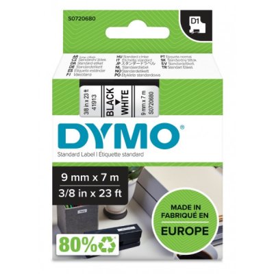 Dymo s0720680 nastro d1 nero/bianco 9mm x 7m colore nero su bianco