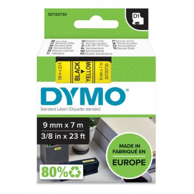 Dymo s0720730 nastro d1 nero/giallo 9mm x 7m colore nero su giallo