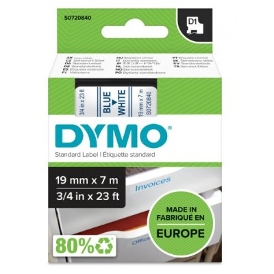 Dymo s0720840 nastro d1 blu/bianco 19mm x 7m colore blu su bianco