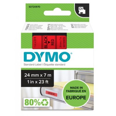 Dymo s0720970 nastro d1 nero/rosso 24mm x 7m colore nero su rosso