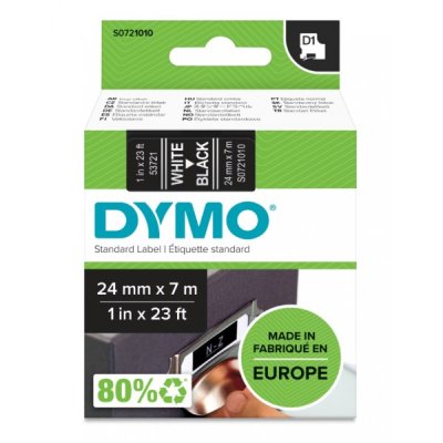 Dymo s0721010 nastro d1 bianco/nero 24mm x 7m colore bianco su nero