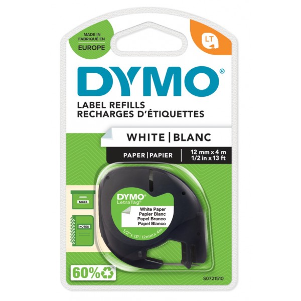 Dymo s0721510 nastro lt bianco 12mm x 4m colore bianco