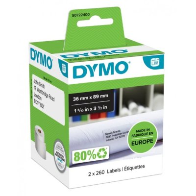 Rotolo 260 etichette adesive 89x36mm colore bianco