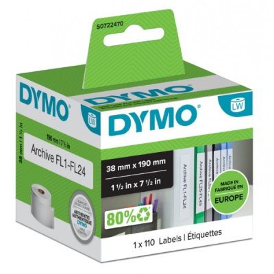 Rotolo 110 etichette adesive 38x190mm, per registratori, spedizioni colore bianco
