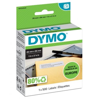 Rotolo 500 etichette adesive permanenti 25x54mm, per indirizzi colore bianco