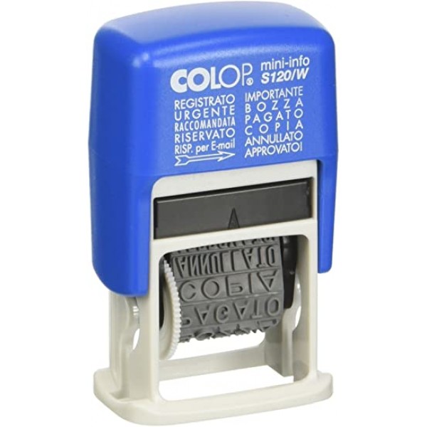 Mini info s120/w - timbro colore blu, bianco