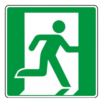 Cartello "uscita di emergenza a destra"