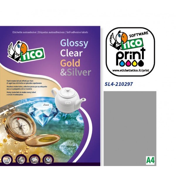 Etichette adesive in fogli a4 colore argento
