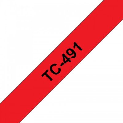 Brother tc-491 nastro nero/rosso 9mm x 7,7m colore nero su rosso