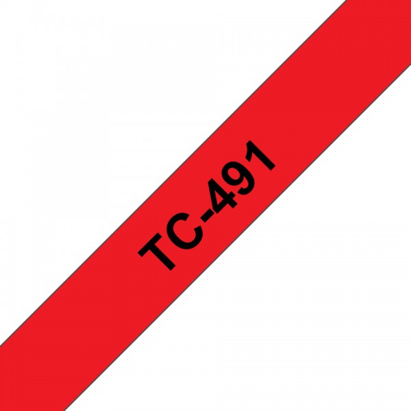 Brother tc-491 nastro nero/rosso 9mm x 7,7m colore nero su rosso