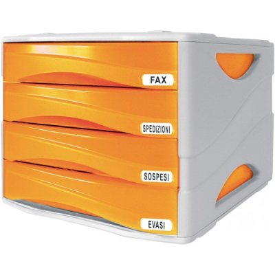 ARDA Cassettiera da scrivania SMILE 4 cassetti - Arancione