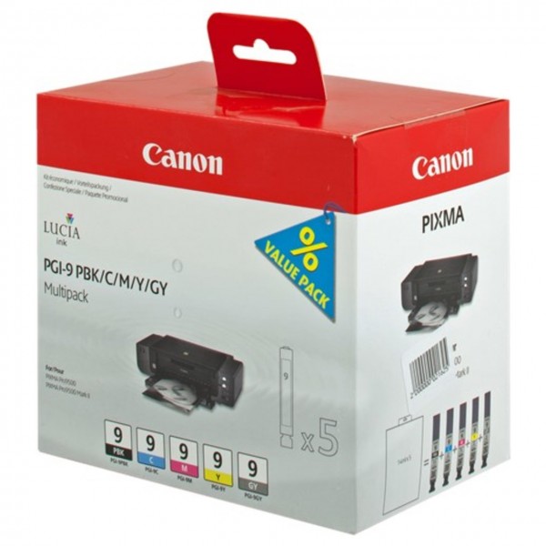 Cartucce Originali PGI-9 PBK/C/M/Y/GY Multipack Canon 1034B013