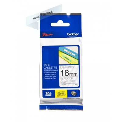 Brother tze-141 nastro nero/trasparente 18mm x 8m colore nero su trasparente