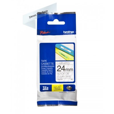 Brother tze-151 nastro nero/trasparente 24mm x 8m colore nero su trasparente