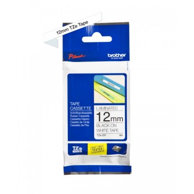 Brother tze-231 nastro nero/bianco 12mm x 8m colore nero su bianco