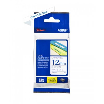 Brother tze-233 nastro blu/bianco 12mm x 8m colore blu su bianco