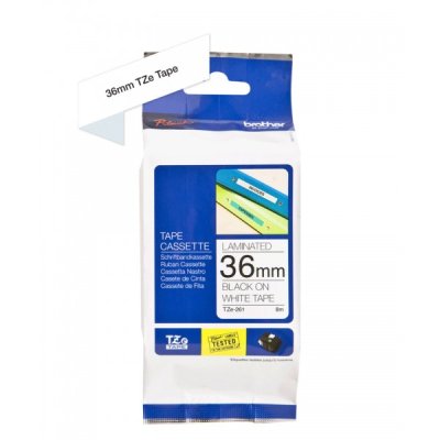 Brother tze-261 nastro nero/bianco 36mm x 8m colore nero su bianco