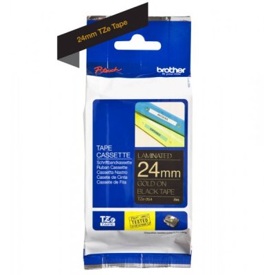 Brother tze-354 nastro oro/nero 24mm x 8m colore oro su nero