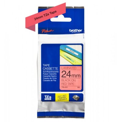 Brother tz-e451 nastro nero/rosso 24mm x 8m colore nero su rosso