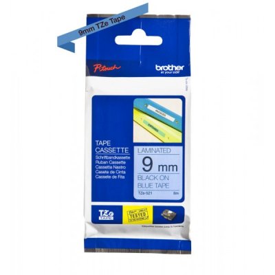 Brother tze-521 nastro nero/blu 9mm x 8m colore nero su blu