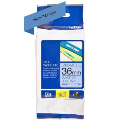 Brother tze-561 nastro nero/blu 36mm x 8m colore nero su blu