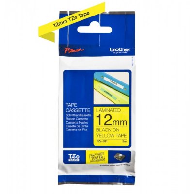 Brother tze-631 nastro nero/giallo 12mm x 8m colore nero su giallo