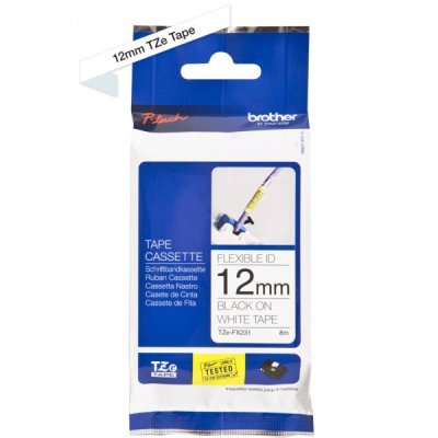 Brother tze-fx231 nastro flessibile nero/bianco 12mm x 8m colore nero su bianco