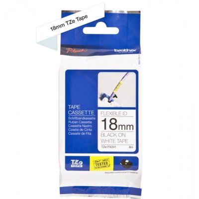 Brother tze-fx241 nastro flessibile nero/bianco 18mm x 8m colore nero su bianco