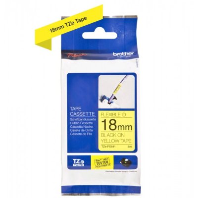 Brother tze-fx641 nastro flessibile nero/giallo 18mm x 8m colore nero su giallo