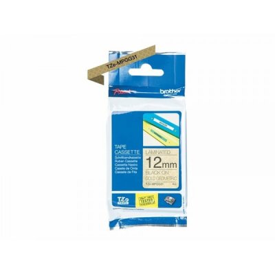 Brother tze-mpgg31 nastro nero/oro geometrico 12mm x 4m colore nero su oro geometrico colore nero su oro geometrico