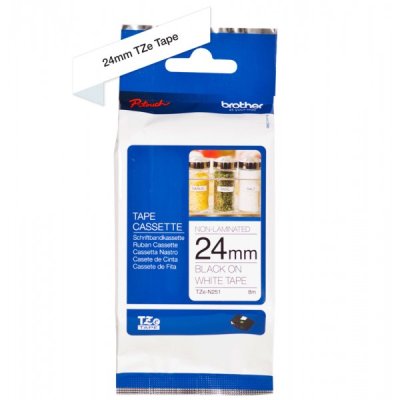 Brother tzen251 nastro nero/bianco 24mm x 8m colore nero su bianco