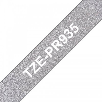 Brother tze-pr935 nastro laminato bianco/argento glitter 12mm x 8m colore bianco su argento glitter