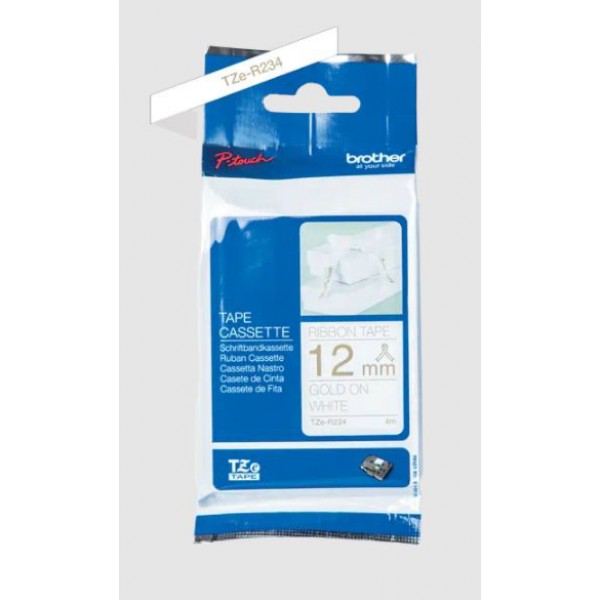 Brother tze-r234 nastro oro/bianco 12mm x 4m colore oro su bianco colore oro su bianco